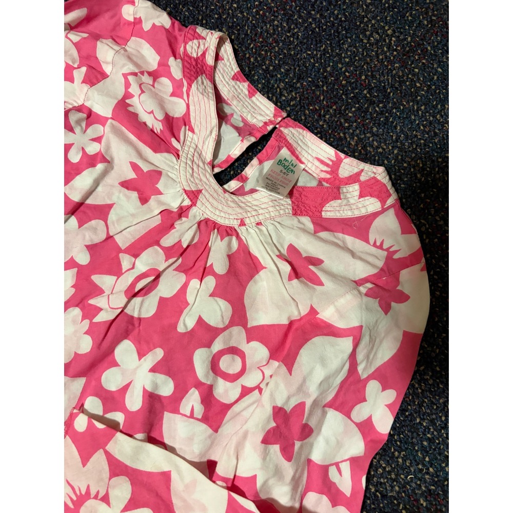 Mini Boden Girls Pink White Floral Cotton Long Sleeve Blouse Top Size 5-6Y 36021